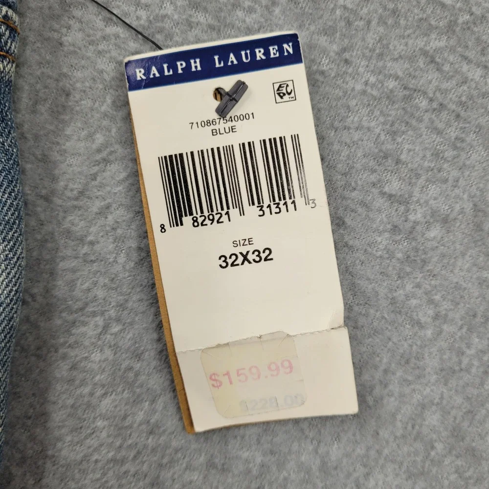 Polo Ralph Lauren Sullivan Slim Mens 32x32 Blue Distressed Patchwork Jeans NWT